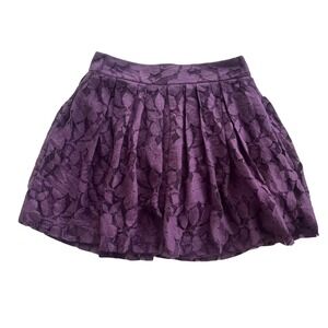 Ann Taylor LOFT Women's 4P Purple Lace Pleated Fit & Flare Mini Skirt Party Chic